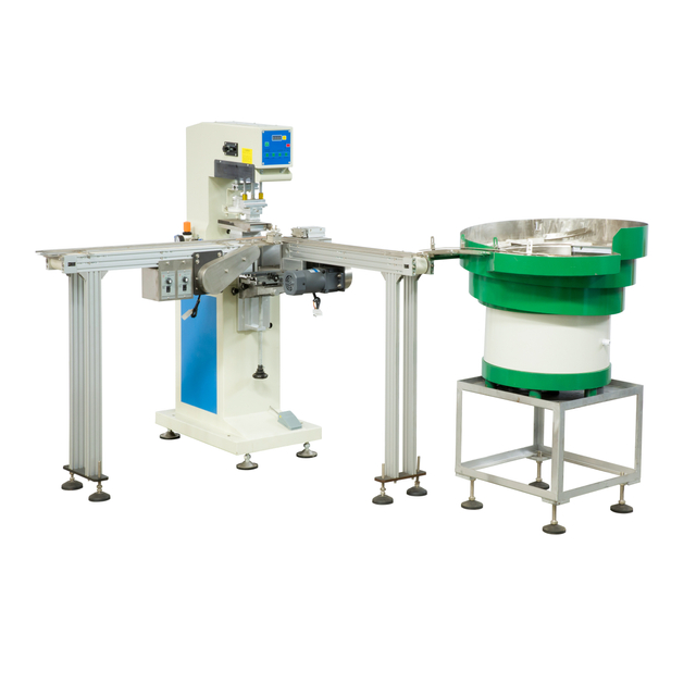 Automatic eraser pad printing machine with vibrating feeder